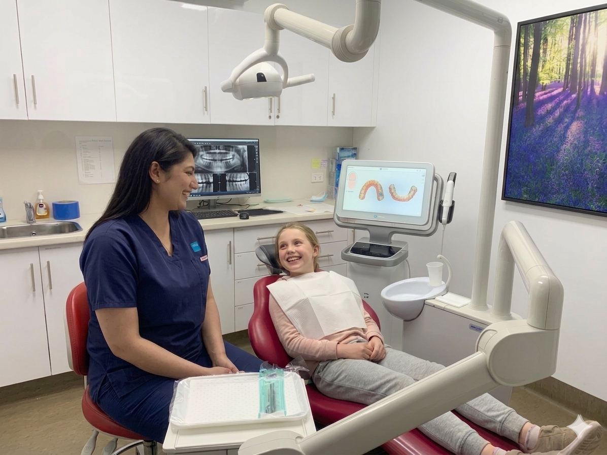 Smiling child during a gentle dental visit at Lara Dental Prime